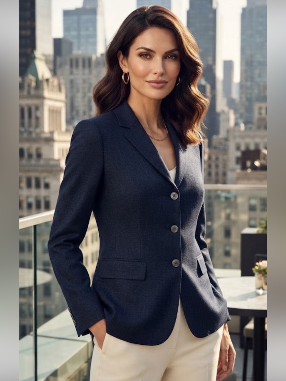 Piazza Sempione blue pinstripe wool blazer made in Italy